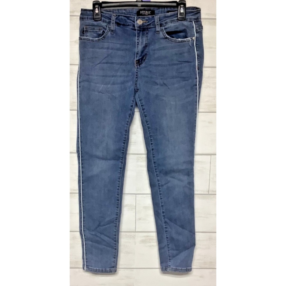 Judy Blue Mid Rise Light Wash Skinny Fit Jeans Size 11/30 faded white roping